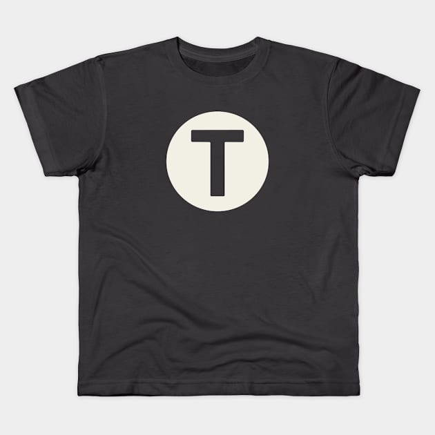 letter t black Kids T-Shirt by persa